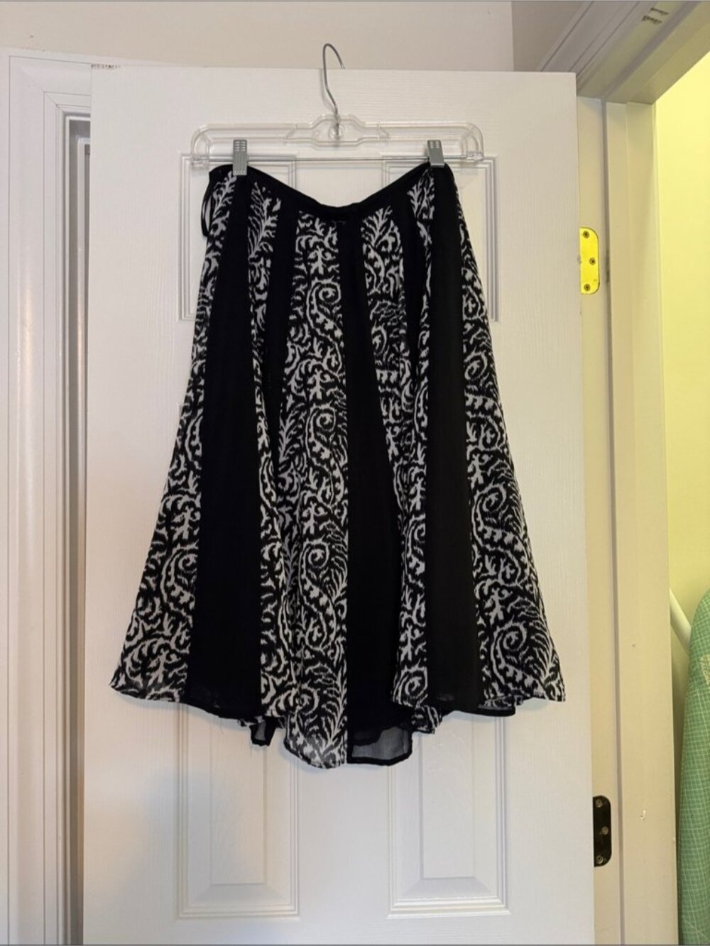 Black & White Paneled A-Line Skirt